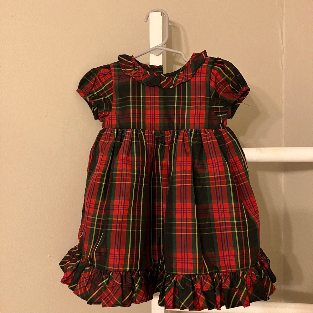 Ralph Lauren Holiday Plaid Red and White 12M Baby Girl Christmas Dress